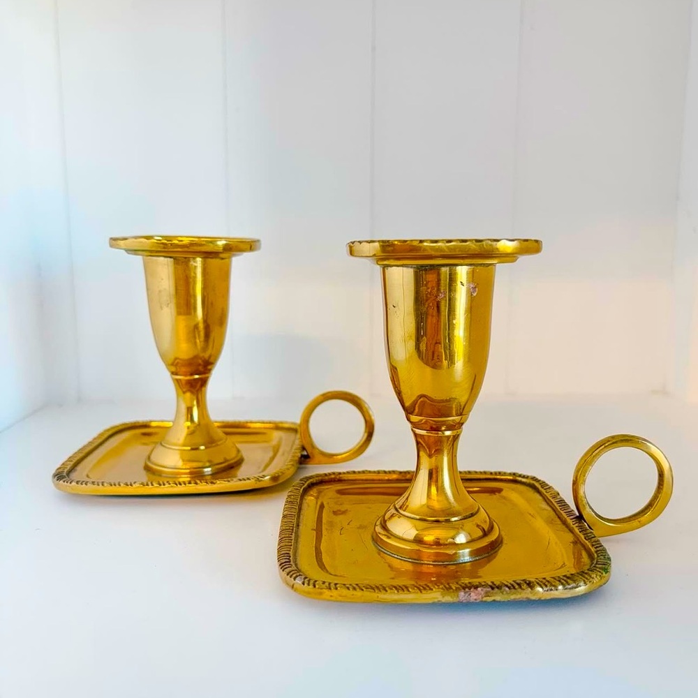 Antique Brass Candlestick Holders